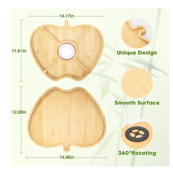 Charcuterie Board, Bamboo Gift Set 15.71 x 13.39 x 1.85 inches - Picture 3 of 7